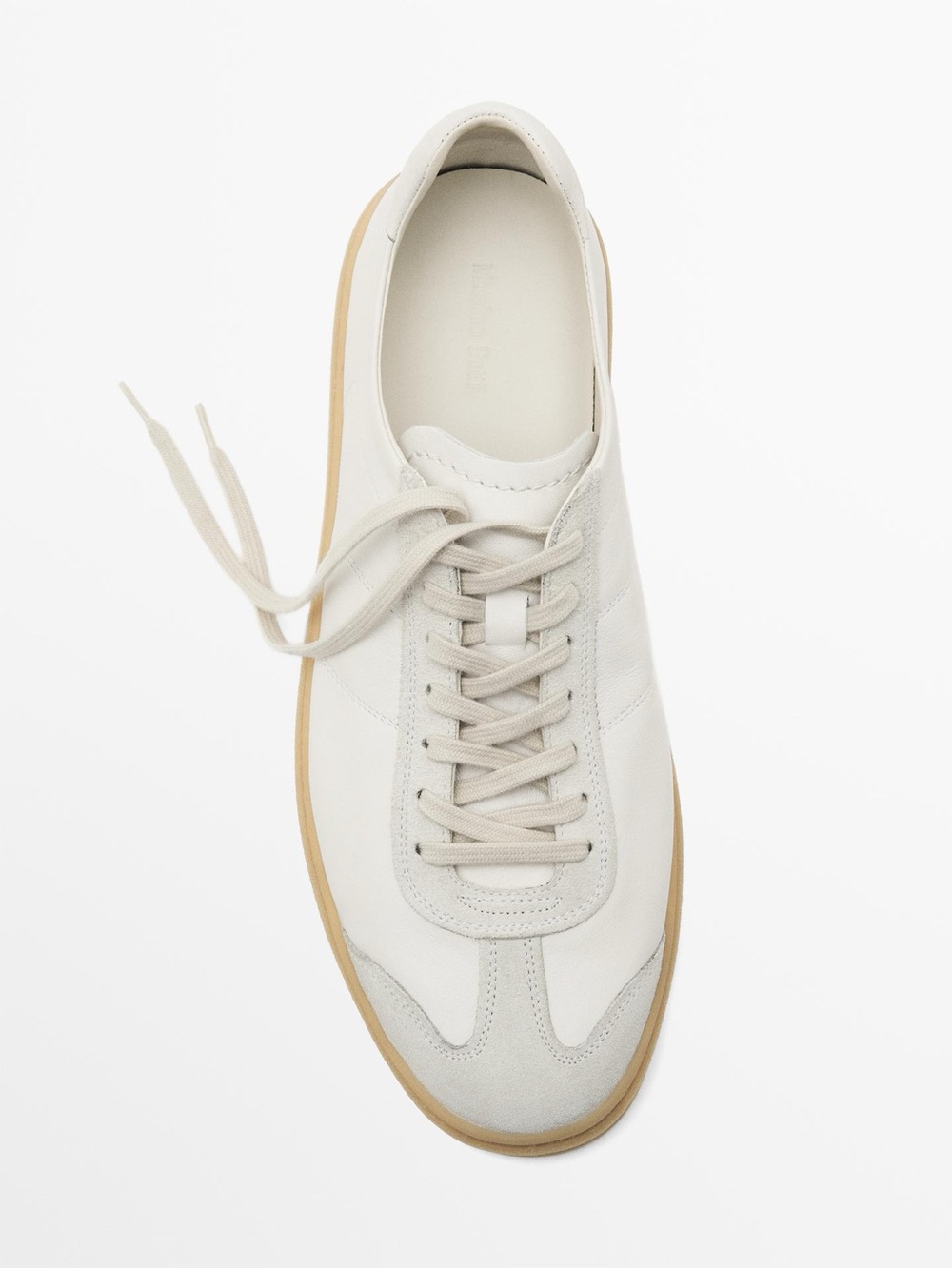 Massimo Dutti Cream and Tan Low-Profile Men's Sneakers Trainers REAL LEATHER NWT